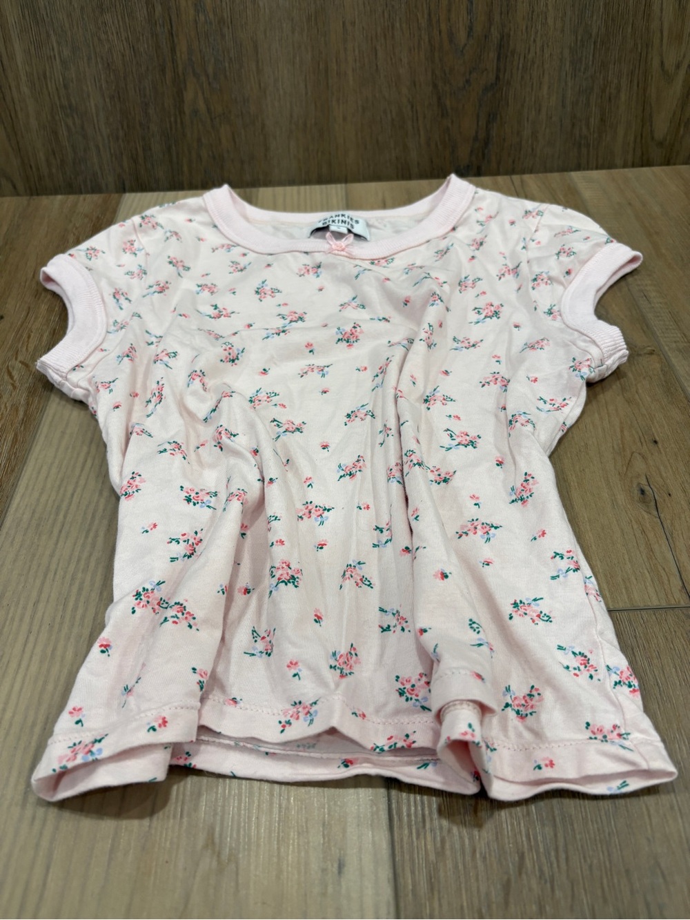 Frankies Bikinis Archie Floral Cotton Tee Short Sleeve Crop Baby Bouquet Pink S